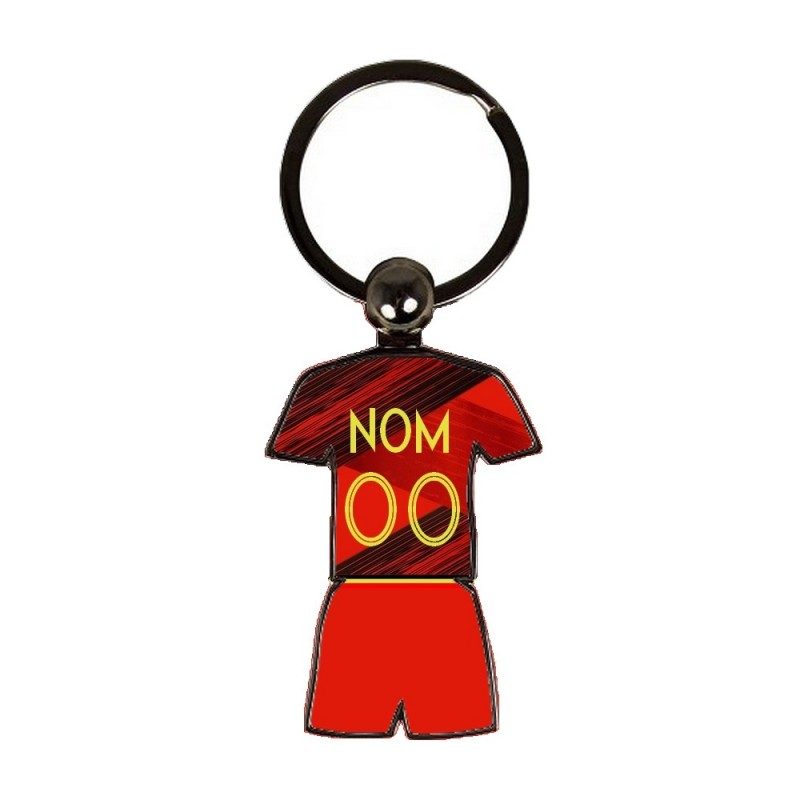 Porte Clé Football Euro 2020 Belgique Maillot Domicile Personnalisable avec Nom et Numéro